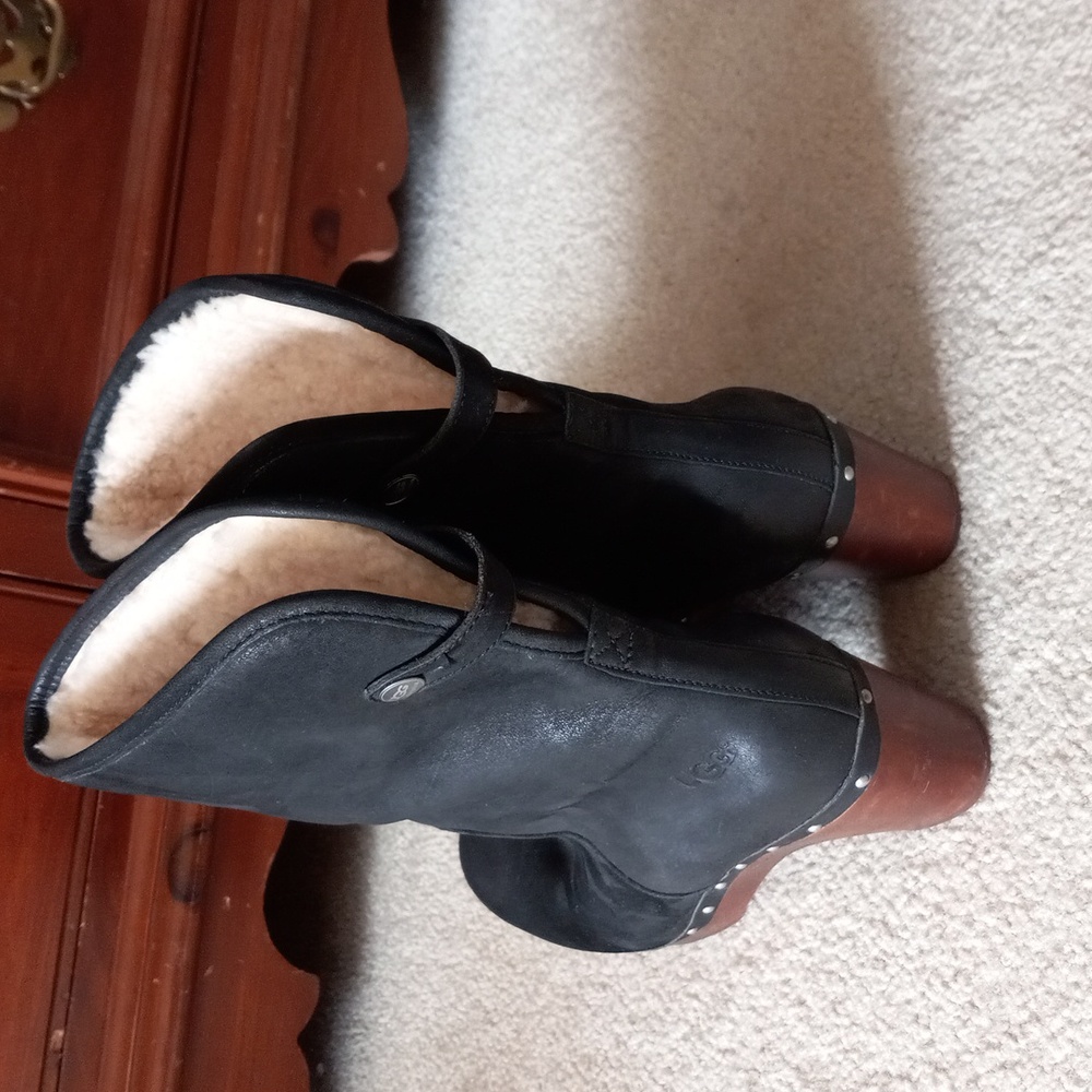 Ugg Suede Wooden Heeled Boots - Picture 8 of 10